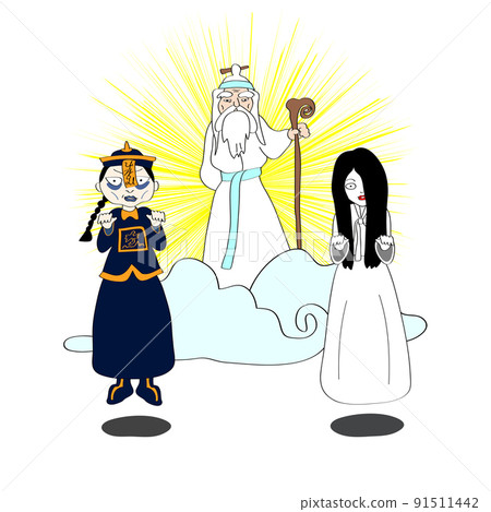 [Vector] Illustration of a mountain spirit, a river, and a virgin ghost 91511442