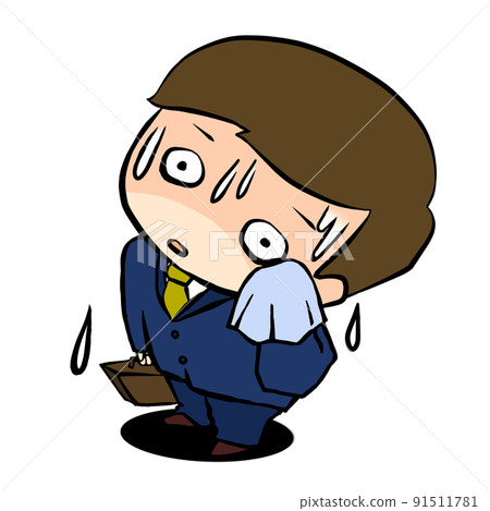 汗流浹背的商人彩色手帕 汗流浹背的商人彩色手帕 91511781