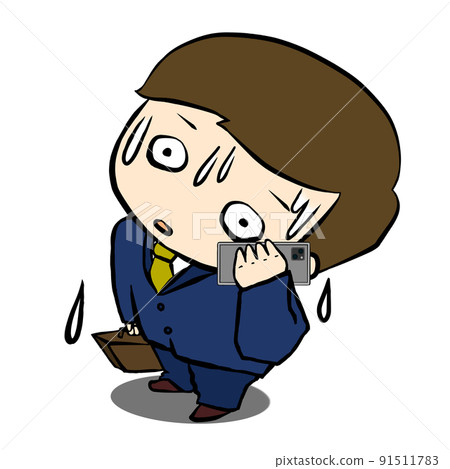 汗流浹背的商人彩色智能手機 91511783