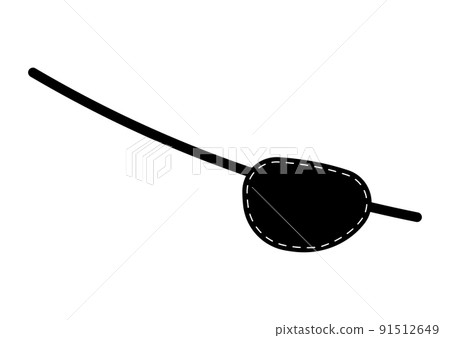 Pirate eye patch black silhouette with dotted line stroke vector illustration. 91512649