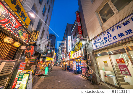 Tokyo cityscape of Japan Free PCR inspection center at the west exit of Ikebukuro station. In the bar ... = July 1st 91513314