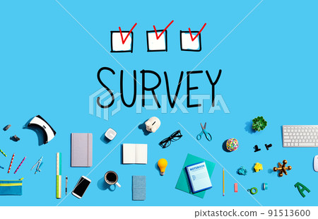 Survey with electronic gadgets and office supplies 91513600