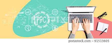 PPC - Pay per click concept with person using a laptop 91513605