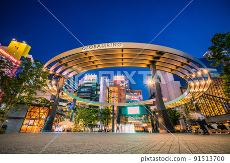 Tokyo cityscape of Japan 7 consecutive hot days in central Tokyo ... Looking at the global ring in front of Ikebukuro station = July 1st 91513700