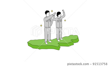 Men and women in work clothes with smiles standing on a map of Tokyo, 3D illustrations, vector illustrations Men and women in work clothes with smiles standing on a map of Tokyo, 3D illustrations, vector illustrations 91513758