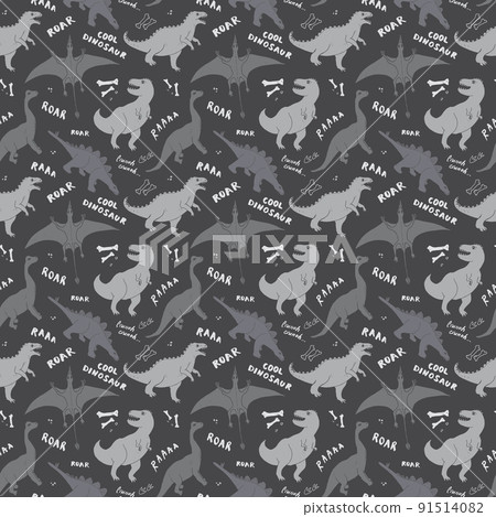 Dino Seamless Pattern, Cute Cartoon Dinosaurs Doodles Vector Illustration Dino Seamless Pattern, Cute Cartoon Dinosaurs Doodles Vector Illustration 91514082