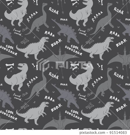 Dino Seamless Pattern, Cute Cartoon Dinosaurs Doodles Vector Illustration Dino Seamless Pattern, Cute Cartoon Dinosaurs Doodles Vector Illustration 91514083
