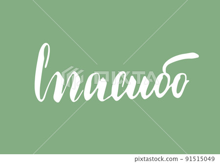 Thank you, lettering quote in Russian, hand drawn calligraphic sign. Vector illustration 91515049