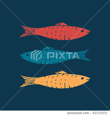 Fish set, Cartoon fish sketch doodle, Vector illustration Fish set, Cartoon fish sketch doodle, Vector illustration 91515072