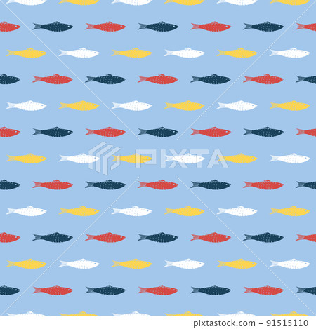Fish Seamless pattern. Fish Cartoon doodle, Vector illustration 91515110