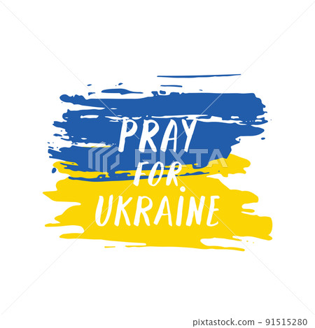 Pray for Ukraine. concept of praying for peace in Ukraine with blue and yellow flag. Vector illustration Pray for Ukraine. concept of praying for peace in Ukraine with blue and yellow flag. Vector illustration 91515280