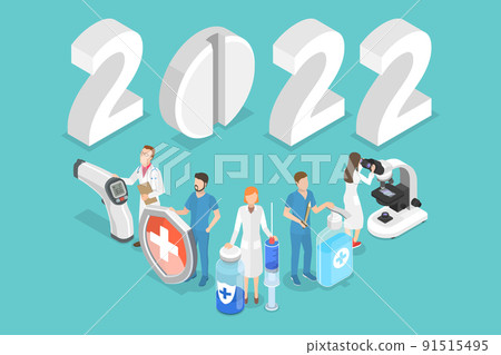 3D Isometric Flat Vector Conceptual Illustration of New Year And Medicine 3D Isometric Flat Vector Conceptual Illustration of New Year And Medicine 91515495