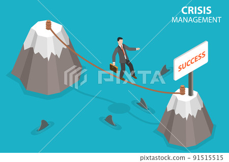 3D Isometric Flat Vector Conceptual Illustration of Crisis Management 91515515