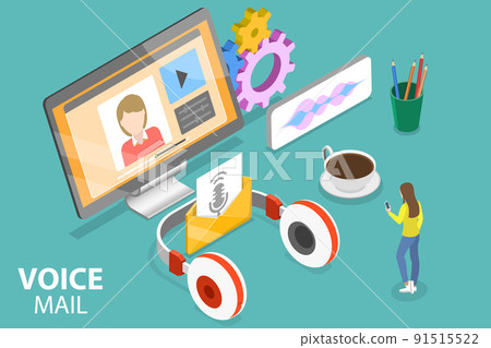 3D Isometric Flat Vector Conceptual Illustration of Voice Mail 3D Isometric Flat Vector Conceptual Illustration of Voice Mail 91515522