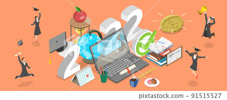 3D Isometric Flat Vector Conceptual Illustration of 2022 - Academical Year Online 3D Isometric Flat Vector Conceptual Illustration of 2022 - Academical Year Online 91515527