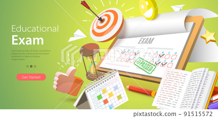 3D Vector Conceptual Illustration of Educational Exam 91515572