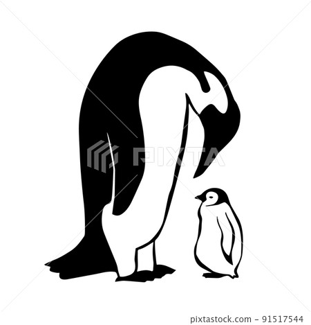 Penguin father and baby. Vector illustration 91517544