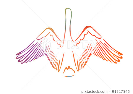 Beautiful multicolored abstract silhouette of a swan. One line drawing. Vector illustration Beautiful multicolored abstract silhouette of a swan. One line drawing. Vector illustration 91517545