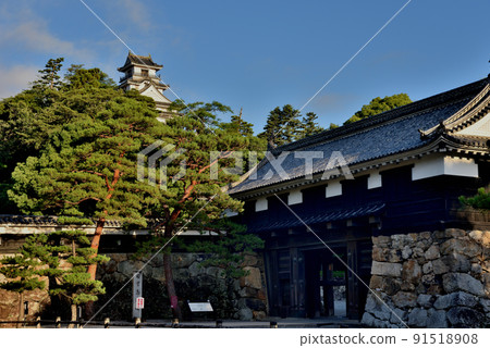 在陽光下閃耀的清晨的高知城天守閣 在陽光下閃耀的清晨的高知城天守閣 91518908