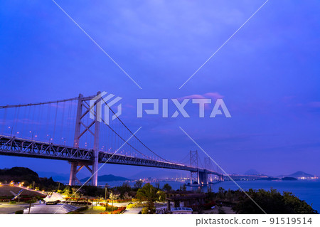 Night view of Seto Ohashi from the observation deck of Yoshima Parking in Seto Ohashi, Kagawa Prefecture Night view of Seto Ohashi from the observation deck of Yoshima Parking in Seto Ohashi, Kagawa Prefecture 91519514