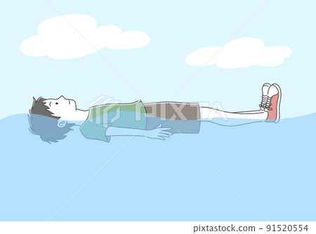Illustration material of a man floating on the water Illustration material of a man floating on the water 91520554