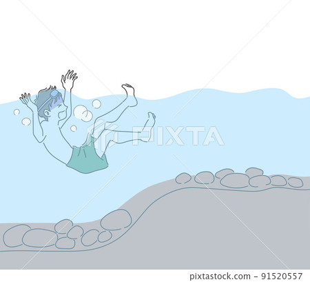 Illustration material of boy drowning in the river 91520557