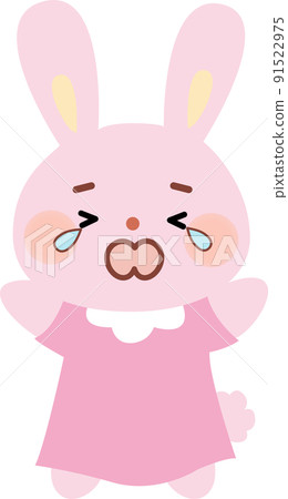 Rabbit with a crying face, whole body expression Rabbit with a crying face, whole body expression 91522975
