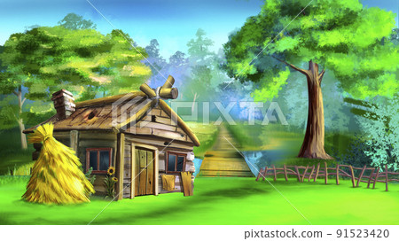 Old wooden house in a village Old wooden house in a village 91523420