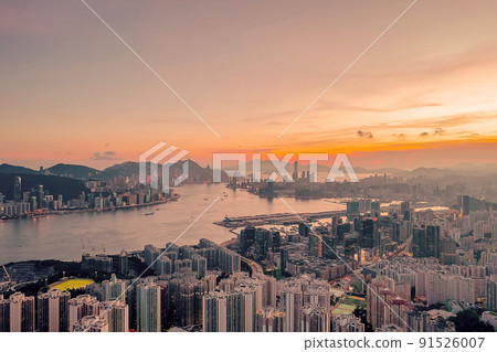 view of Kwun Tong , Victoria Harbour, hong kong 1 May 2022 91526007