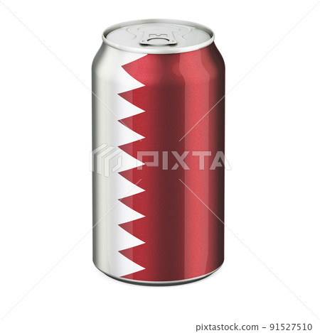 Qatari flag painted on the drink metallic can. 3D rendering 91527510