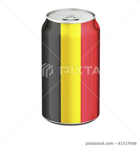 Belgian flag painted on the drink metallic can. 3D rendering 91527606