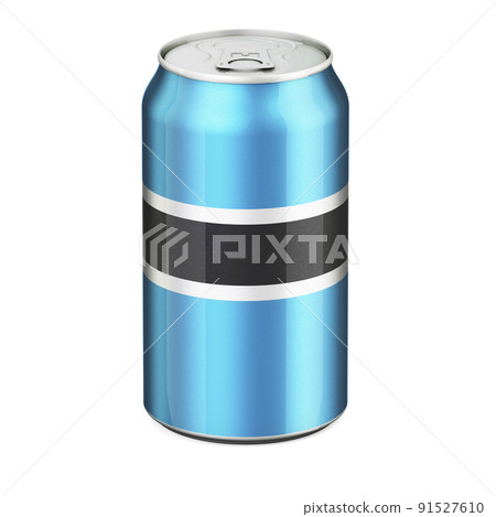 Botswanian flag painted on the drink metallic can. 3D rendering 91527610