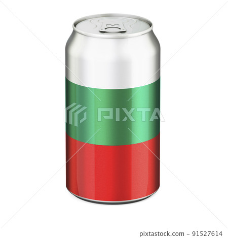 Bulgarian flag painted on the drink metallic can. 3D rendering 91527614