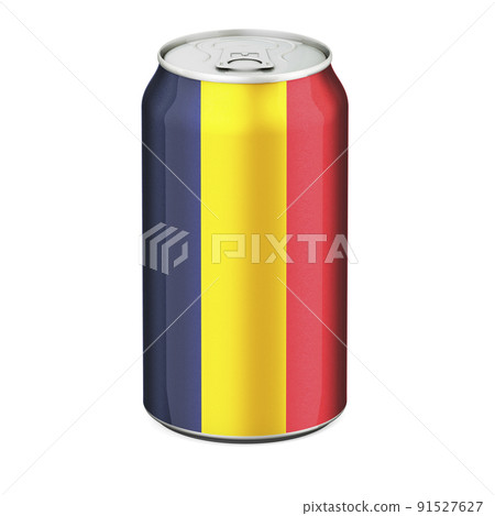 Chadian flag painted on the drink metallic can. 3D rendering 91527627