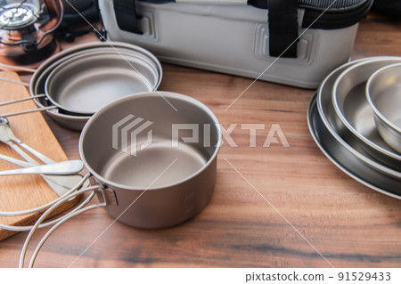 Camping equipment Silver cutlery equipment Image material 91529433