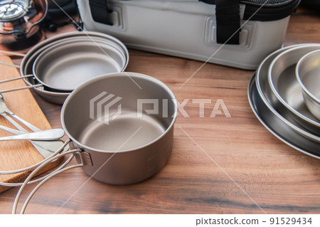 Camping equipment Silver cutlery equipment Image material 91529434