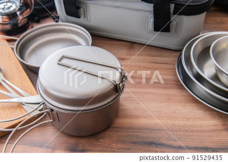 Camping equipment Silver cutlery equipment Image material 91529435