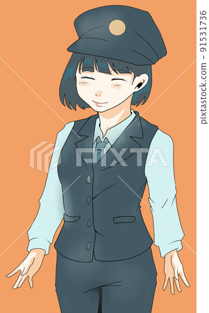 Illustration of a cute female station employee Illustration of a cute female station employee 91531736