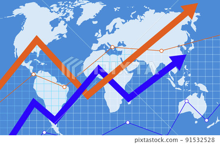 World increase economic, up trend arrow, bull market, global development 91532528