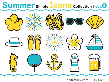 簡單可愛的夏日圖標集 vol.2 簡單可愛的夏日圖標集 vol.2 91533290
