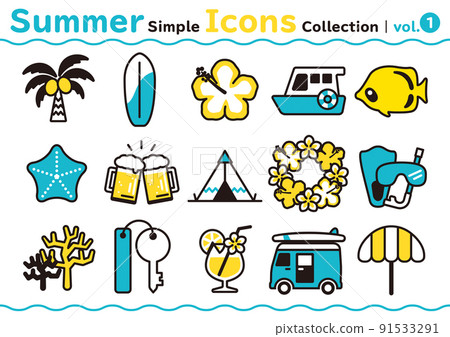 簡單可愛的夏天圖標集 vol.1 91533291