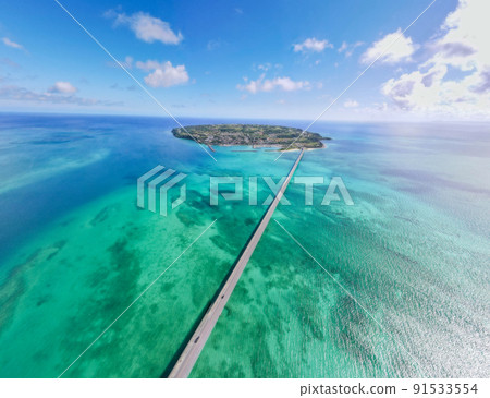 Okinawa Kouri Island aerial view 91533554