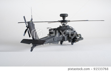 Plastic model AH-64D Apache long bow 1/48 scale white background 91533768
