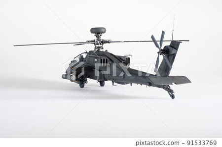 Plastic model AH-64D Apache long bow 1/48 scale white background 91533769