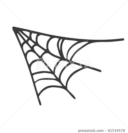 Hand drawn spider web. Doodle style cobweb. Halloween background. Vector illustration Hand drawn spider web. Doodle style cobweb. Halloween background. Vector illustration 91534578