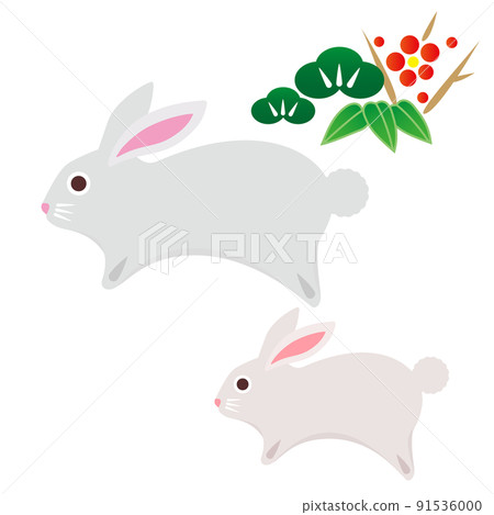 New Year's card material Year of the Rabbit Rabbit Parent and child Zodiac Zodiac Shochikuume 91536000