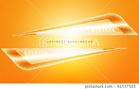 Abstract orange sports background with transparent hexagonal geometric shapes. 91537583