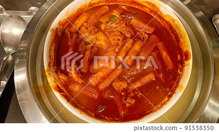 Kimchi soup with Tteokbokki korean food. Kimchi soup with Tteokbokki korean food. 91538350
