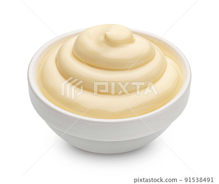 Mayonnaise sauce isolated on white background Mayonnaise sauce isolated on white background 91538491