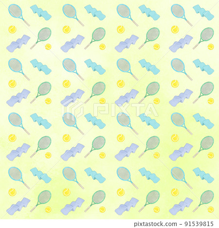 Pattern illustration of cute tennis equipment Yellow Ver Pattern illustration of cute tennis equipment Yellow Ver 91539815